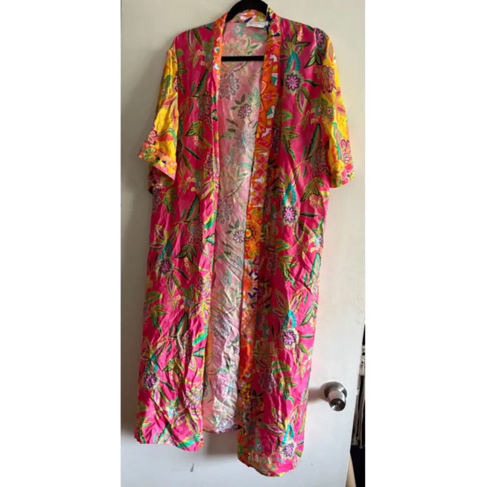 Johnny Was Flamingo and Sunshine Mix Long Kimono - Picture 4 of 5